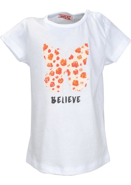 Kız Bebek Beyaz Believe T-Shirt (9 Ay - 8 Yaş )