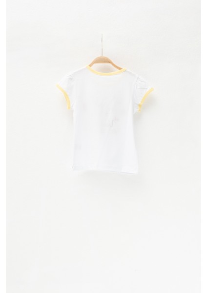 Kız Bebek Beyaz Vacation Taşlı T-Shirt (3 Ay - 4 Yaş )