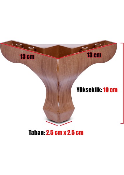 Dolap Mobilya Kanepe Koltuk Sehpa Puf Koltuk Ayağı Ayakları 10 Cm Kahverengi Baza Ayakları