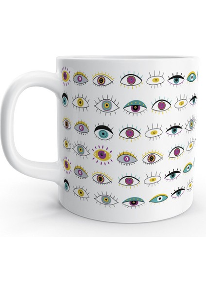 Göz Eye Gözler Tasarım Renkli Harfli Kupa Bardak