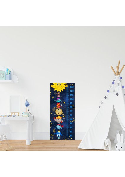 Çocuk Odası Bebek Odası Gezegenler Boy Cetveli Boy Ölçer Sticker