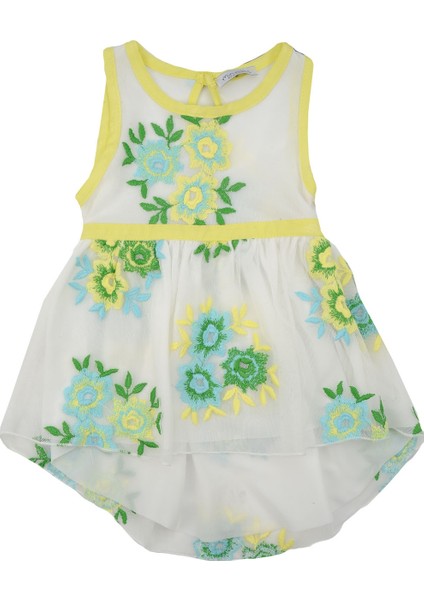 Kız Bebek Sarı Çiçekli Tüllü Elbise (3 Ay - 4 Yaş )