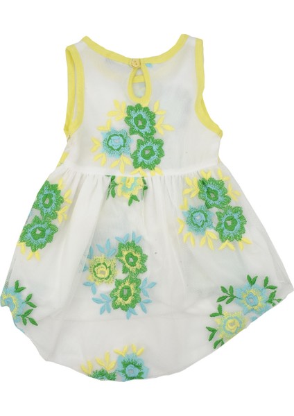 Kız Bebek Sarı Çiçekli Tüllü Elbise (3 Ay - 4 Yaş )