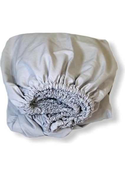 Pamuklu Bebek ve Çocuk Lastikli Çarşaf Düz Gri 60X120