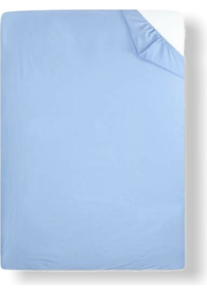 Pamuklu Bebek ve Çocuk Lastikli Çarşaf Düz Mavi 70X120