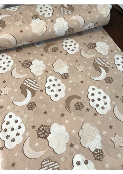 Pamuklu Bebek ve Çocuk Lastikli Çarşaf Kahverengi Bulutlu 60X120