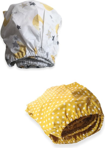 Pamuklu Bebek ve Çocuk Lastikli Çarşaf Sarı Ay Yıldız Puantiyeli 80X120 (2 Adet)