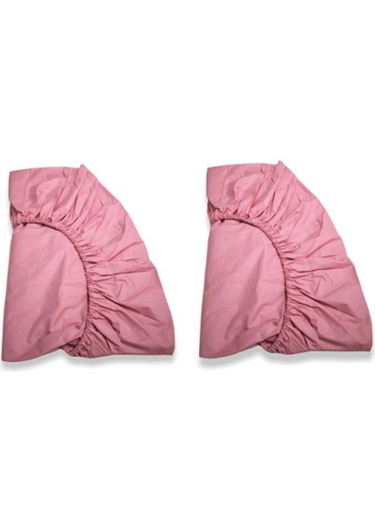Pamuklu Bebek ve Çocuk Lastikli Çarşaf Pembe 90X190 (2 Adet)