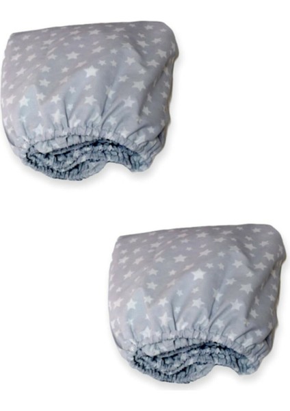 Pamuklu Bebek ve Çocuk Lastikli Çarşaf Yıldızlı Gri 60X120 (2 Adet)
