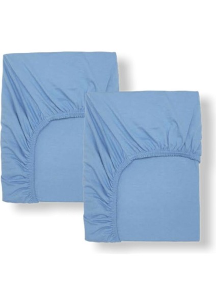Pamuklu Bebek ve Çocuk Lastikli Çarşaf Mavi 100X200 (2 Adet)