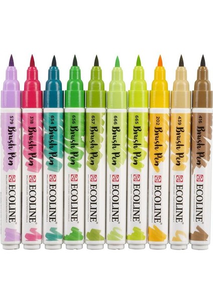 Ecoline Brush Pen Fırça Uçlu Kalem 10 Renk Set Botanıc