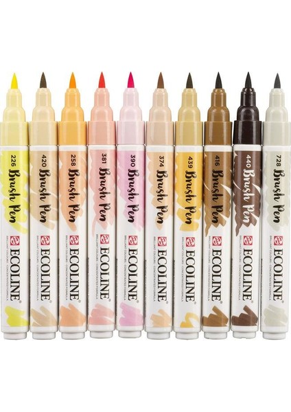 Ecoline Brush Pen Fırça Uçlu Kalem 10 Renk Set Skın