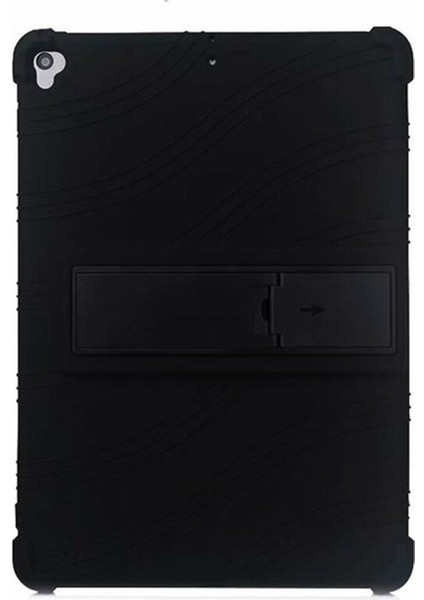 iPad 9.7 2017 Standlı Silikon Kılıf - Siyah