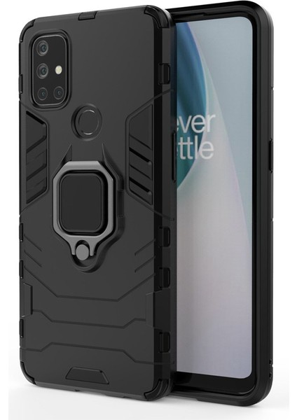 Oneplus Nord N10 Batman Serisi Yüzük Standlı Armor Kılıf - Siyah