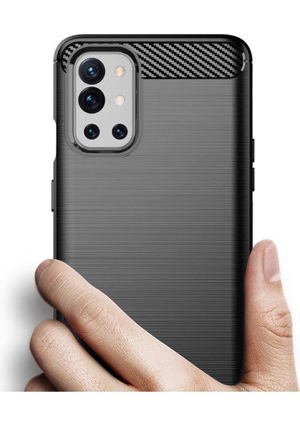 Oneplus 9r Brushed Carbon Fiber Silikon Tpu Kılıf - Siyah