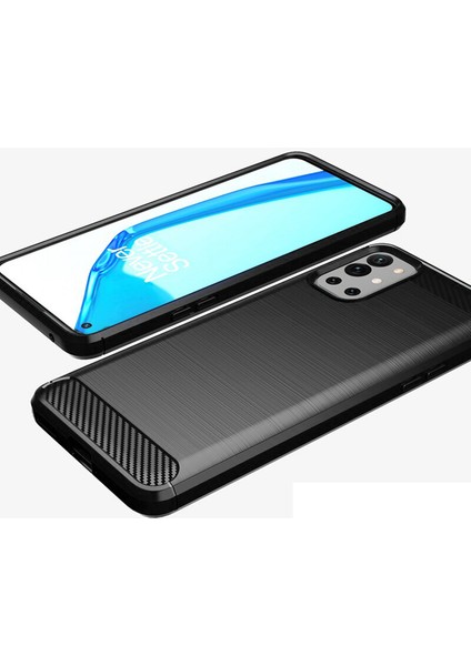 Oneplus 9r Brushed Carbon Fiber Silikon Tpu Kılıf - Siyah