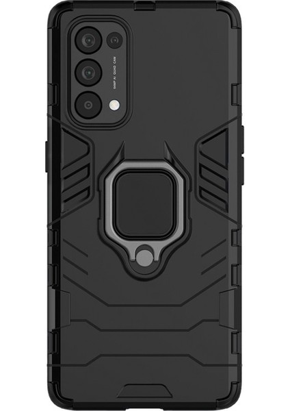Oppo Reno 5 (5g) Batman Serisi Yüzük Standlı Armor Kılıf - Siyah