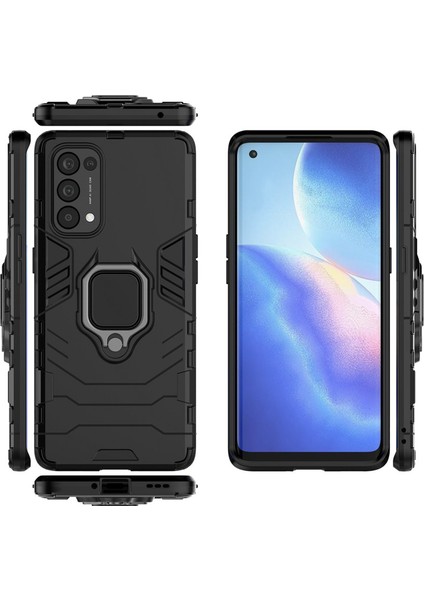 Oppo Reno 5 (5g) Batman Serisi Yüzük Standlı Armor Kılıf - Siyah fırsatları