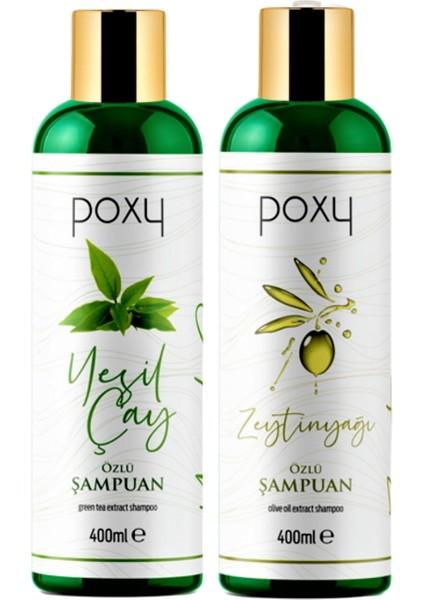 Ince Telli Saçlara Özel Yeşil Çay Özlü Şampuan 400 ml & Zeytinyağı Özlü Şampuan 400 ml
