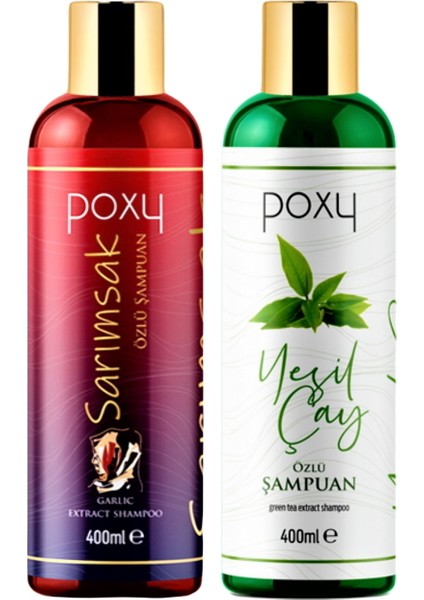 Kapalı Saçlar Özel Sarımsak Özlü Şampuan 400 ml Ince Telli Saçlara Özel Yeşil Çay Özlü Şampuan 400 ml