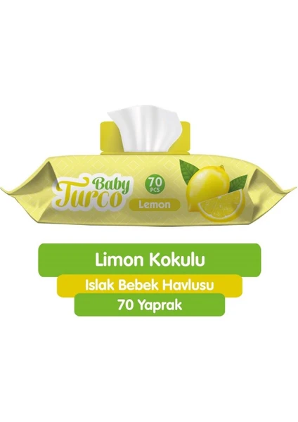 Baby Turco Islak Mendil Limon Kokulu 70 Li Kapaklı