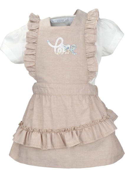 Kız Bebek Bej Love Pullu Jile ve T-Shirt Takım (9 Ay - 4 Yaş )