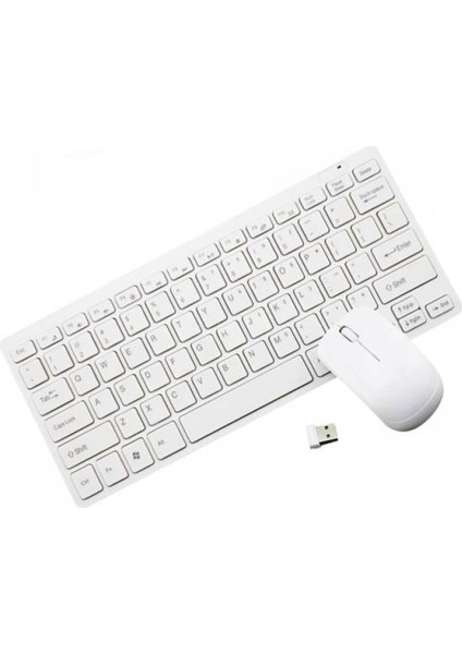 PL-395 Mini Kablosuz Q Klavye Mouse Set -Beyaz