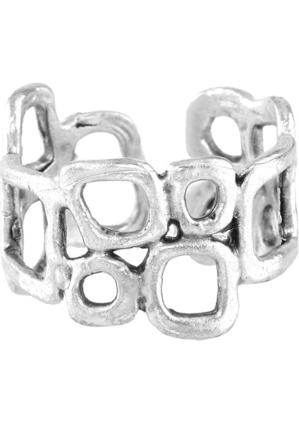 Kadın Antik Gümüş Kaplama Ayarlanabilir Geometrik Yüzük fırsatları