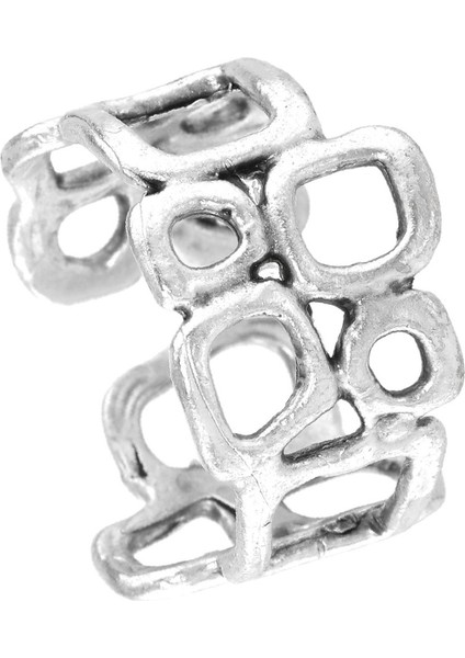 Kadın Antik Gümüş Kaplama Ayarlanabilir Geometrik Yüzük indirimleri