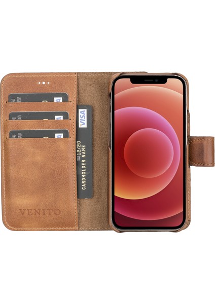 Apple iPhone 12 Mini Florence Antik Kahverengi Deri Cüzdan Telefon Kılıfı modelleri