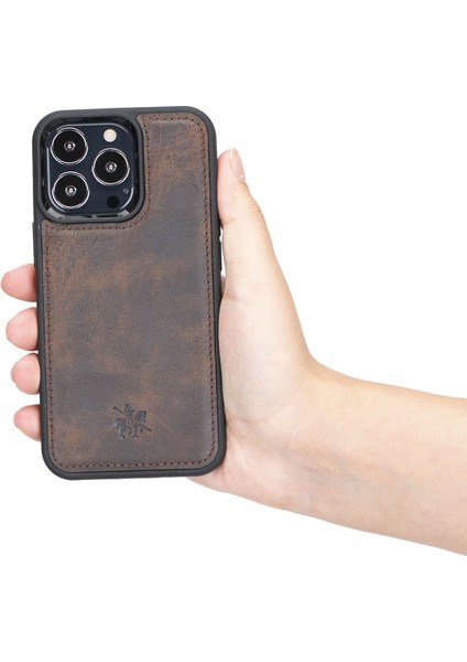 Apple iPhone 13 Pro Lucca Koyu Kahverengi Deri Arka Telefon Kılıfı fırsatları