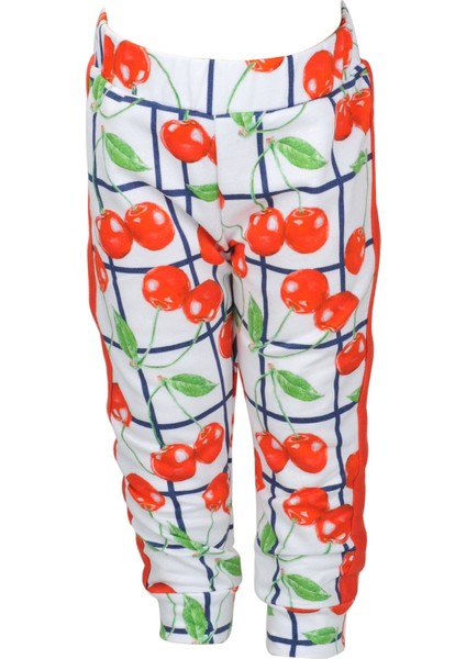 Kız Bebek Beyaz Cherry Jogger Pantolon (9 Ay - 4 Yaş )