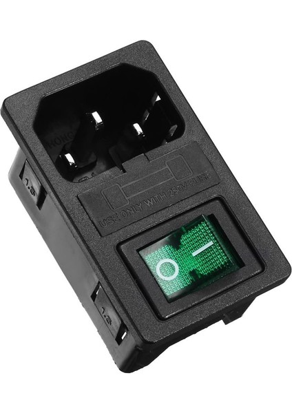 Kulaksız Erkek Power Soketi - Yeşil Işıklı Anahtarlı