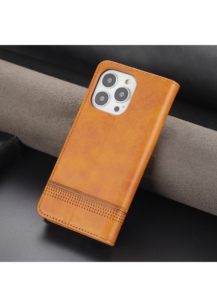 iPhone 13 Pro Max Flip Cüzdan Manyetik Tpu Standlı Kapaklı Kahverengi (Yurt Dışından)