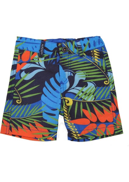 Erkek Bebek Mavi Tropikal Desenli Şort (3 Ay - 4 Yaş )