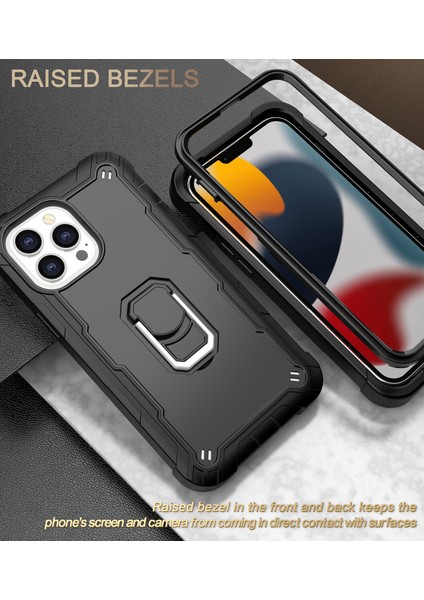 iPhone 13 Pro Koruma Shockproof Bumper Yerleşik Standlılı Kılıf Kapaklı Siyah (Yurt Dışından) modelleri