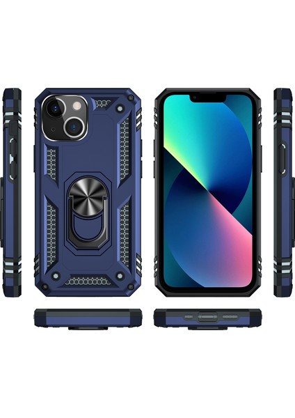 iPhone 13 Mini Çift Katmanlı Halkalı Standlı Kılıf (Yurt Dışından)