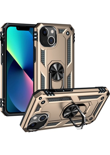iPhone 13 Mini Çift Katmanlı Halkalı Standlı Kılıf (Yurt Dışından)