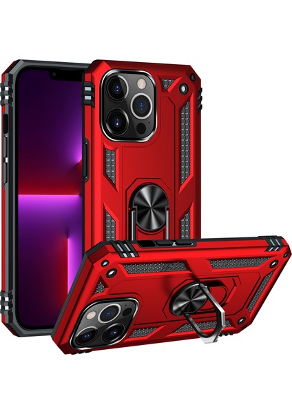 iPhone 13 Pro Çift Katmanlı Halkalı Standlı Kılıf (Yurt Dışından)