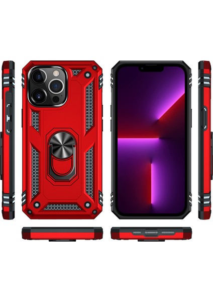 iPhone 13 Pro Çift Katmanlı Halkalı Standlı Kılıf (Yurt Dışından) fiyatları