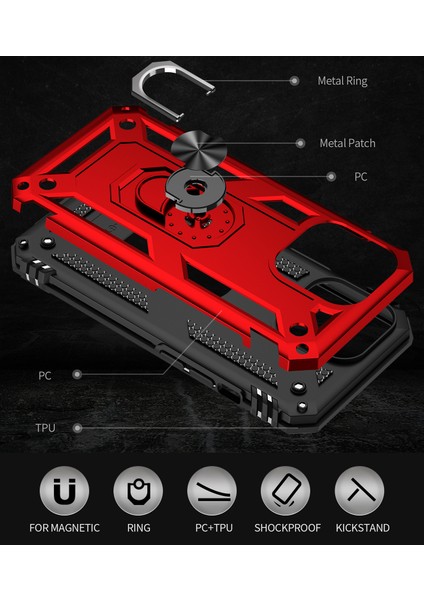 iPhone 13 Pro Çift Katmanlı Halkalı Standlı Kılıf (Yurt Dışından) modelleri
