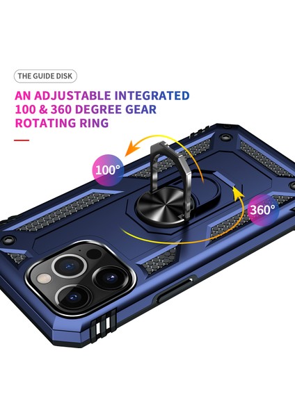 iPhone 13 Pro Max Çift Katmanlı Halkalı Standlı Kılıf Mavi (Yurt Dışından) fırsatları