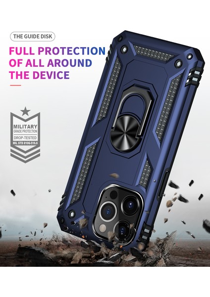 iPhone 13 Pro Max Çift Katmanlı Halkalı Standlı Kılıf Mavi (Yurt Dışından) indirimleri