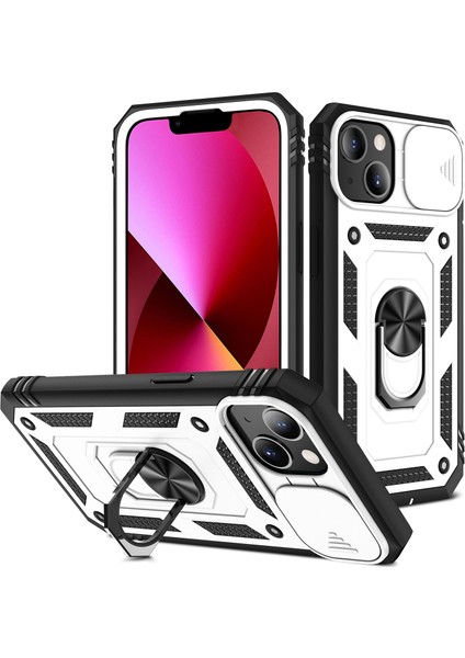 iPhone 13 Mini Slayt Lens Kapağı Kart Yuvası Halkalı Standlı Kılıf (Yurt Dışından)