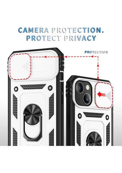 iPhone 13 Mini Slayt Lens Kapağı Kart Yuvası Halkalı Standlı Kılıf (Yurt Dışından)