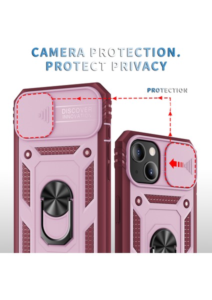 iPhone 13 Mini Slayt Lens Kapağı Kart Yuvası Halkalı Standlı Kılıf (Yurt Dışından)