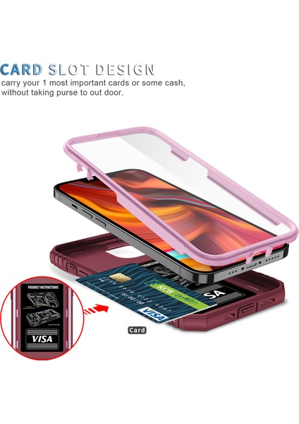 iPhone 13 Mini Slayt Lens Kapağı Kart Yuvası Halkalı Standlı Kılıf (Yurt Dışından)