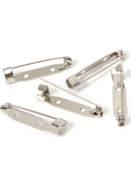 25 Adet 2cm Nikel / Gümüş Renk Metal Broş Iğnesi