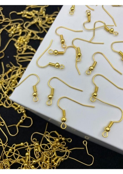100 Adet Gold Renk - Altın Sarısı Renk Küpe Kancası,çengelli Küpe Klipsi,küpe Yapım Malzemesi