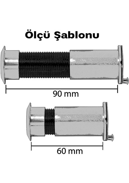 Kapaklı Çelik Kapı Dürbünü Mat Siyah 60-90 mm